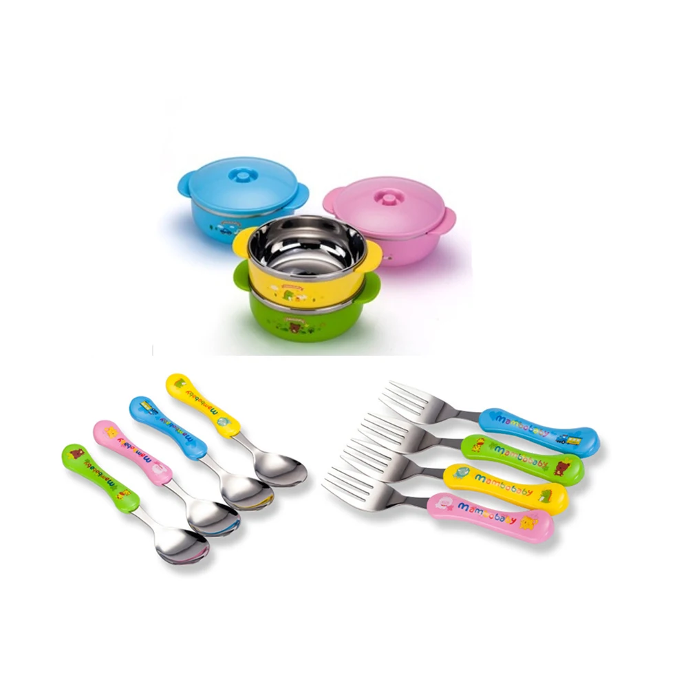 380ML High Quality bowl set stainless steel baby bowl set with spoon