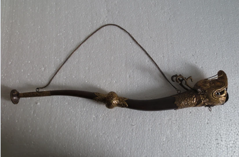 

Metal Crafts Decorated Tibet Handwork Copper Carving Dragon Usable Big Musical Instruments fast Shipping