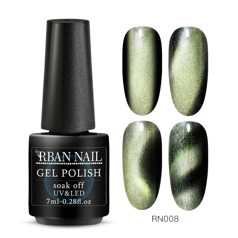 RBAN NAIL 5D Гель-лак для ногтей с эффектом «кошачий глаз» 7 мл Магнитный замачивающий УФ гель-Лаки звездное небо нефритовый эффект лак черная основа - Цвет: BS05048