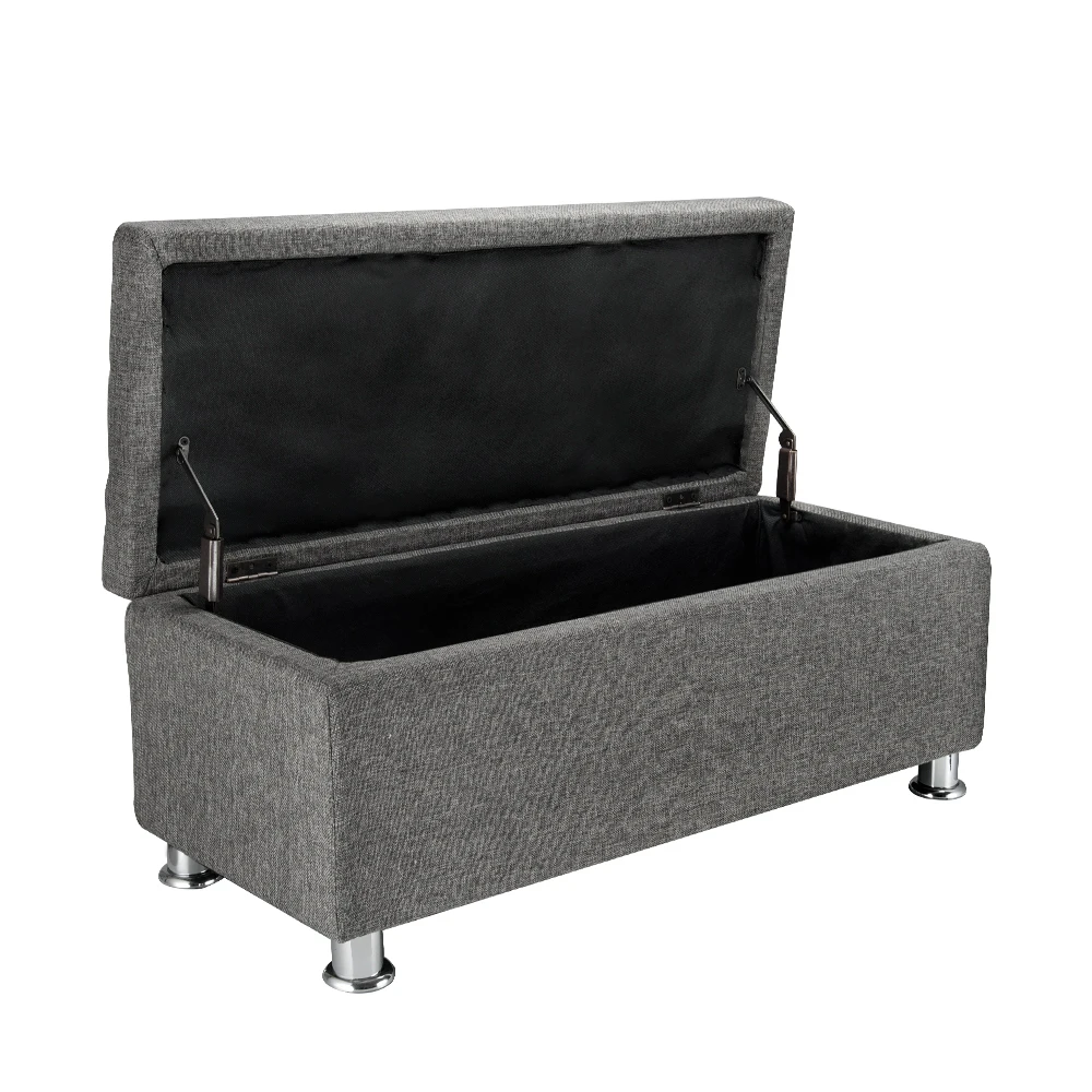 Chenille Ottoman Storage Bench Box Tufted Ons Chrome Legs Living 1 1fqq95j1 50