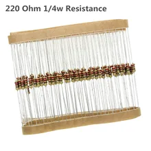 220 Ом 1/4w металлический пленочный резистор ватт 0,25 W 5% 220OHM 100 шт./лот
