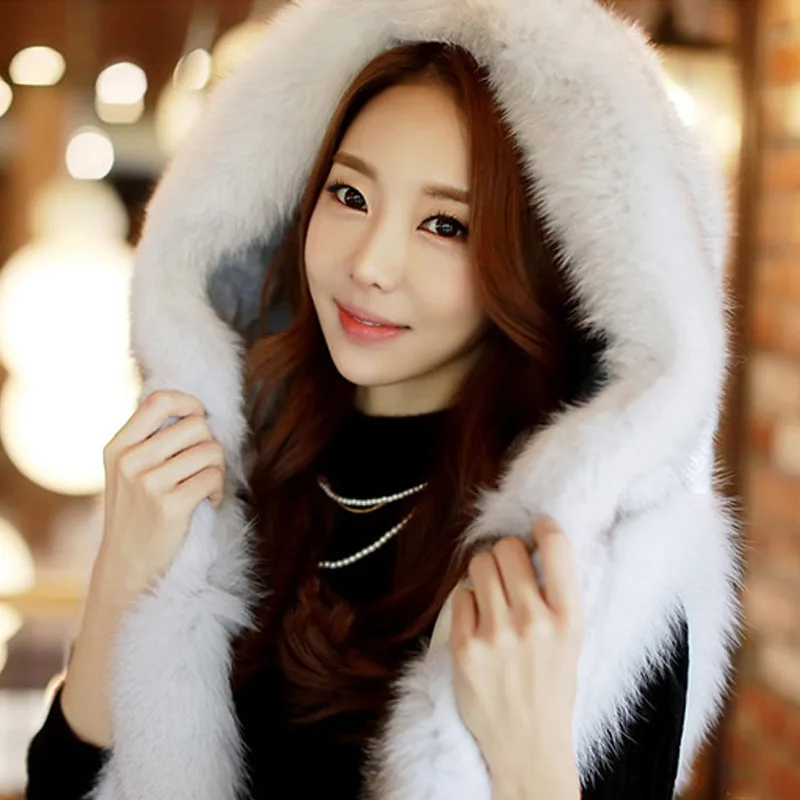 Faux Fur Coat Winter Women Casual Hooded Warm Slim Sleeveless Faux Fox Fur Vest Thick Jacket Coat Women Casaco Feminino Tanks