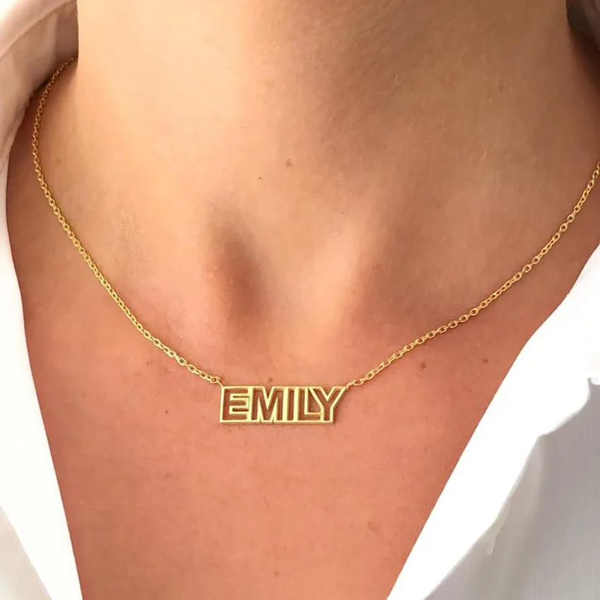 

Personalized Name Necklaces For Women Nameplate Jewelry Stainless Steel Cut Out Pendants Hollow Letter Initials Number Necklace