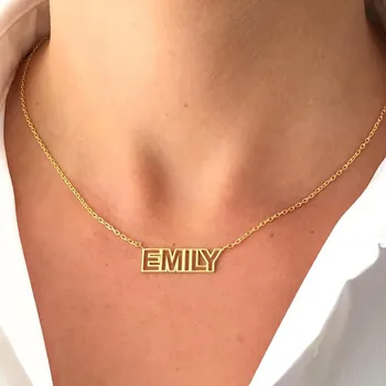 

Personalized Name Necklaces For Women Nameplate Jewelry Stainless Steel Cut Out Pendants Hollow Letter Initials Number Necklace