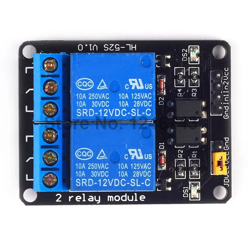 2-канальный релейный модуль 5 V 12 V 24 V оптрон Iisolation доске