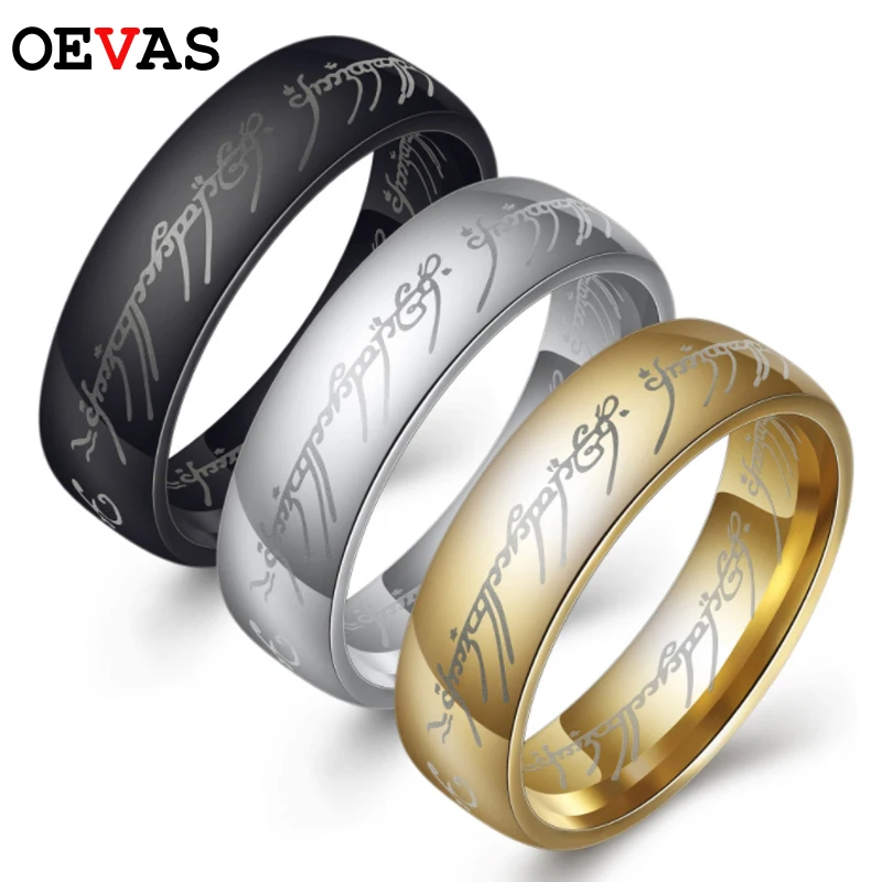 

Stainless Steel men ring of power Black Silver Gold color lord of the ring hobbit charm men rings Size 6-13 jewelry bague homme