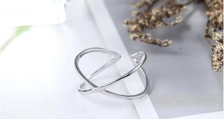 Индивидуальные Панк Ретро стерлингового серебра 925 пробы перекрестные кольца для женщин простые женские регулируемые размеры кольца Свадебные ювелирные изделия Anillos