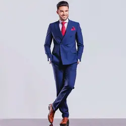 Королевский синий костюм для мужчин дизайнеры 2019 двубортный костюм свадебные костюмы для мужчин Slim Fit бизнес Пром мужской пиджак 2 шт