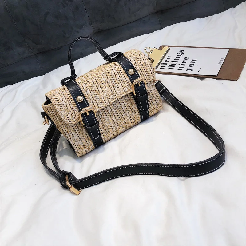 Women Summer Fashion Handbag INS Popular Female Casual Straw Bag Holiday Lady Shoulder Bag Travel Knitted Tote Bolsa SS7219 (8)