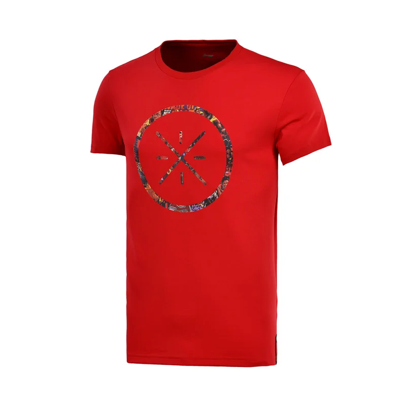 Li Ning Мужская баскетбольная майка с коротким рукавом 100% хлопок дышащая Удобная