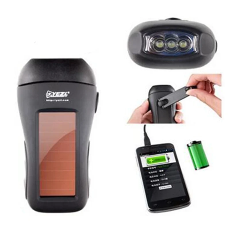 Solar flashlight Dynamo flashlight outdoor multi function emergency