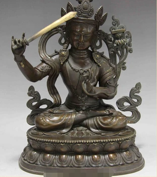 

Buddhism Copper Bronze Manjusri Manjushri Guan Yin Kwan-yin Boddhisattva Statue