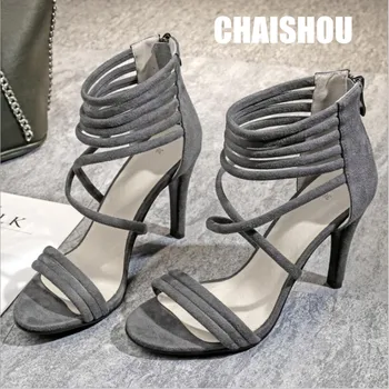 

CHAISHOU shoes woman Sandals 2019 Plus size 34-43 sexy Roman high heels women's Shoes party gladiator pumps shoes sandals DZ23