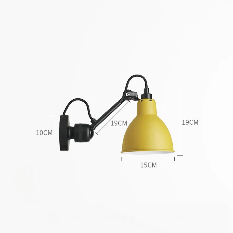 Artpad E14 современный европейский 360 градусов регулируемый настенный светильник прикроватный для чтения Настенные светильники вращающаяся рука ресторан кухня спальня - Цвет абажура: small size yellow