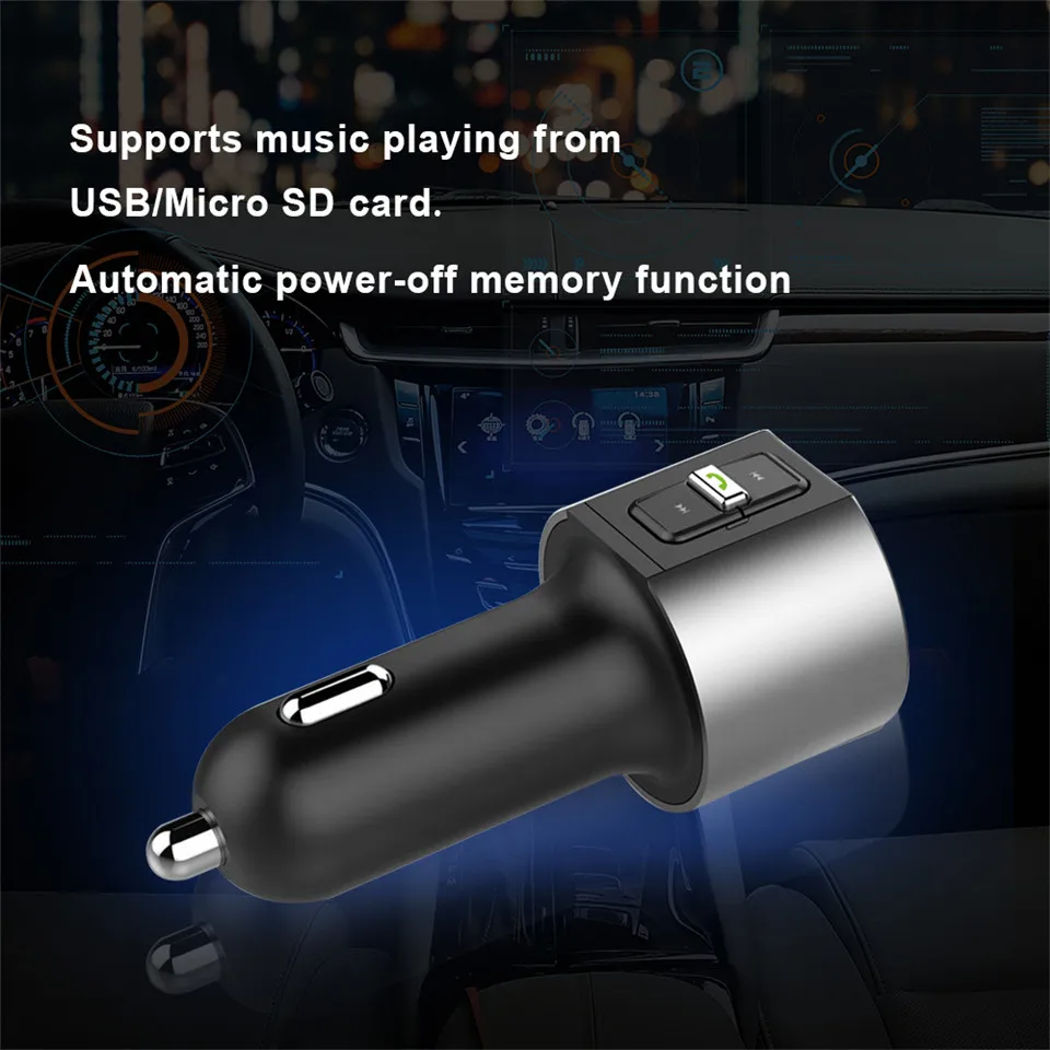 Cunymagos Wireless Bluetooth FM Transmitter Modulator Car Radio Adapter Car MP3 Player 3.4A Dual USB Car Charger Handsfree Car Kit (11)