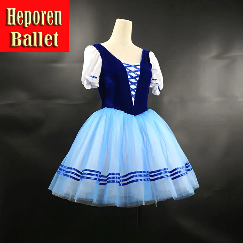 

Blue Giselle Long Ballet Dress For Peasant, Ballerina Rehearsal Long Tulle Dress Girls Women Romantic Dance Dresses