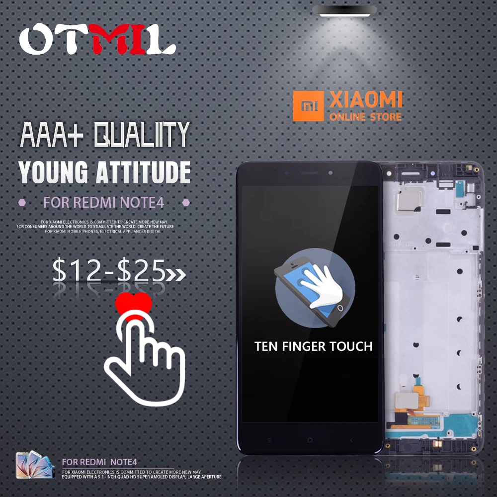 

OTMIL 5.5"Original For XIAOMI Redmi Note 4 LCD DisplayTouch Screen with Frame Digitizer For XIAOMI Redmi Note4 Display #1
