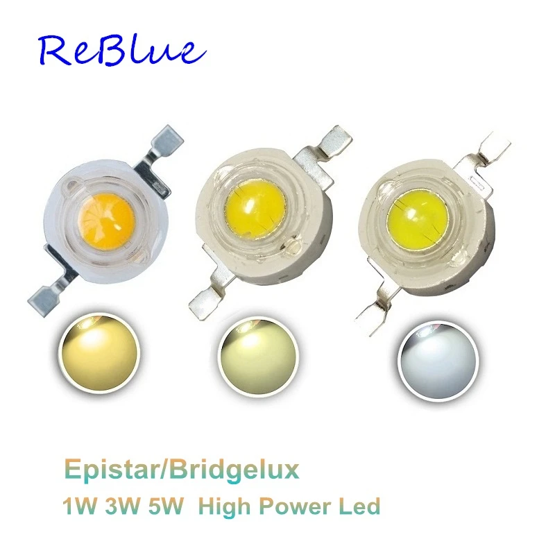 25 шт. ReBlue 3 Вт светодиодный Диод светодиодный чип 1 Вт 3 Вт 5 Вт Epistar Bridgelux светодиодный Диод 1 Вт 3 Вт 5 Вт Высокая мощность 3000 К 6000 К 10000 к PCB светодиодные линзы