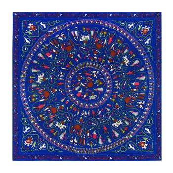 

130*130 1New Arrival Luxury Brand 100%Twill Silk Woman Scarf Square Scarves paying homage to the phoenix Silk Scarf&Wraps Hijab