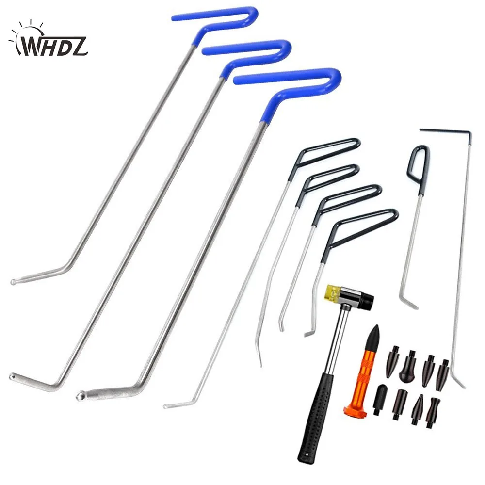 WHDZ Hook Tools PRD Rods Auto Body Dent Removal Paintless Dent Repair Tool Kit for Car Crowbar Dent Puller Dent Hammer Tap Down