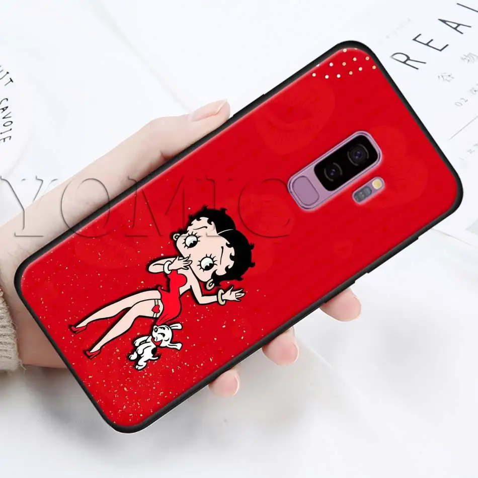 Betty Boop черный силиконовый чехол для samsung Galaxy S10 S10e S8 S9 плюс S7 A40 A50 A70 Note 8 9 мягкий чехол