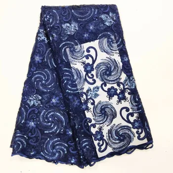 

2019 Latest fashion design shining African tulle mesh cording embroidery fabric with sequins for wedding/evening dress wh65-2037