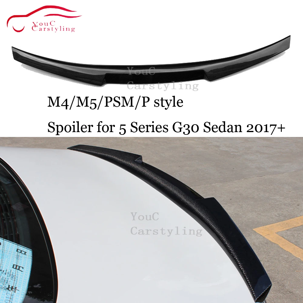 Задний спойлер из углеродного волокна M4/M5/P/PSM для BMW 5 Series G30 4 дверный седан 2017 + 535i
