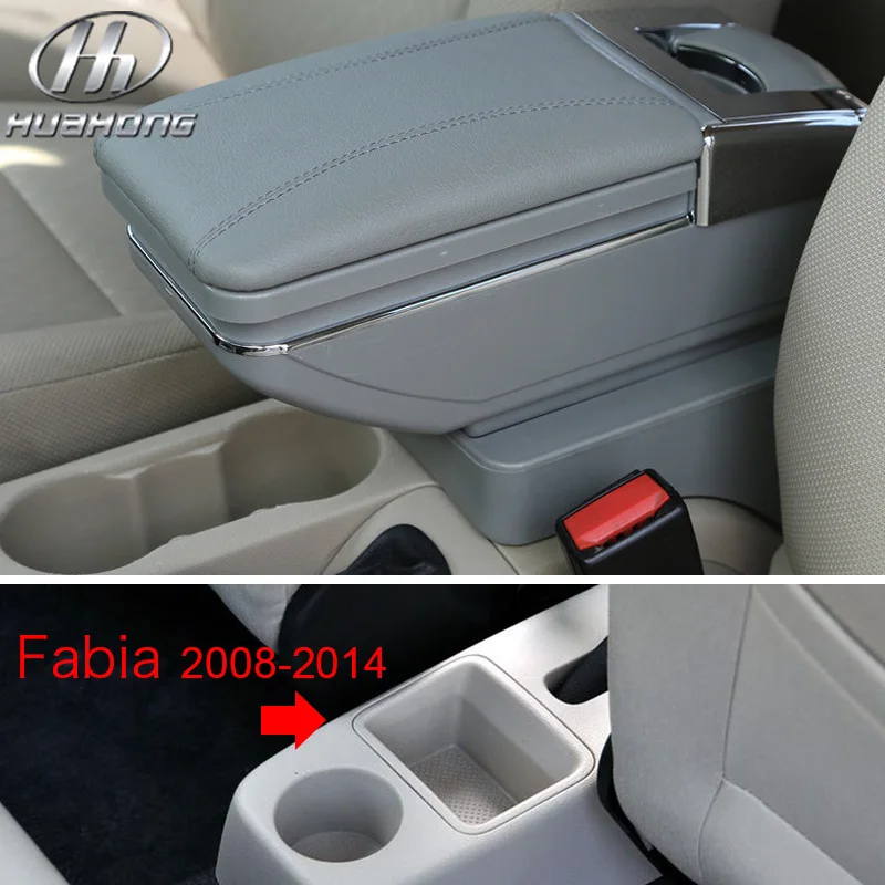 Vtear для Skoda Fabia/fabia 2 подлокотник коробка центральный магазин содержимое коробка подстаканник интерьер автомобиля-Стайлинг украшения аксессуары 08-17 - Название цвета: 08-14 Gray