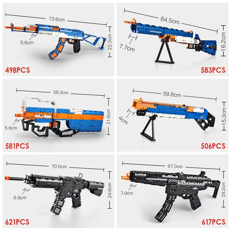 

SWAT Series Building Blocks Big AK Guns WW2 Military Kits Nerf Submachine P90 M1887 Model Bricks Weapons Set Children Rifle Toys