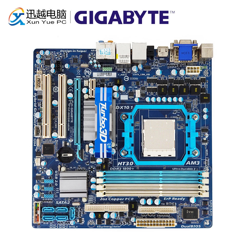 

Gigabyte GA-880GM-UD2H Desktop Motherboard 880GM-UD2H 880G Socket AM3 DDR3 eSATA SATA2 USB2.0 VGA DVI HDMI Micro ATX