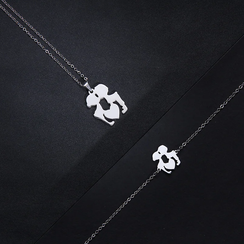 CACANA Stainless Steel Sets For Women Angel Shape Necklace Bracelet Earring Jewelry Lover's Engagement Jewelry S385