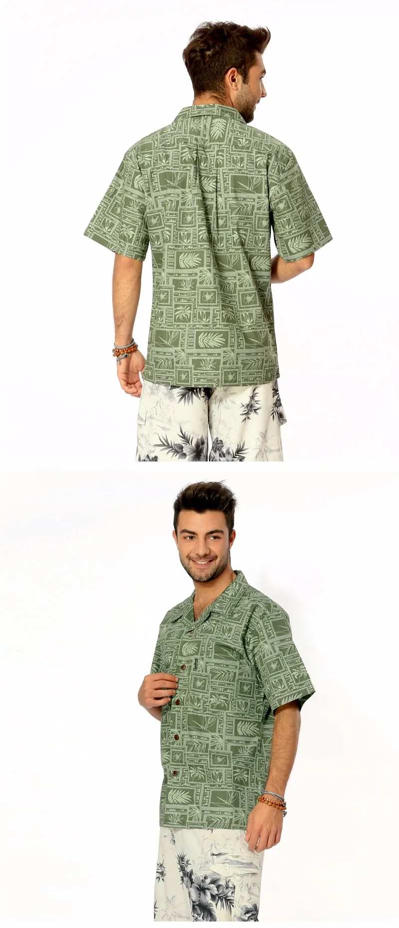 Мужская рубашка CETIRI, гавайская рубашка, зеленый хлопок размера плюс, нарядные рубашки для мужчин, Chemise Homme Camisa Palmeiras Overhemd
