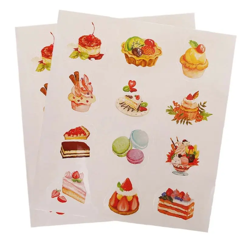 

24Pcs Stickers Labels Set Scrapbook Decoration Paster Printed With Pattern Of Cake Ice Cream For Slime Mud Light Clay Ornaments