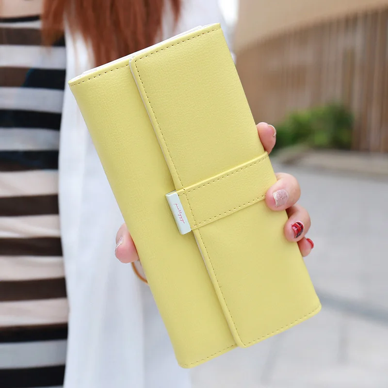 

Luxury Long Women Wallet Hasp Design Money Bags Ladies Coin Purse Female Solid Long Clutch Bag 6 Colors