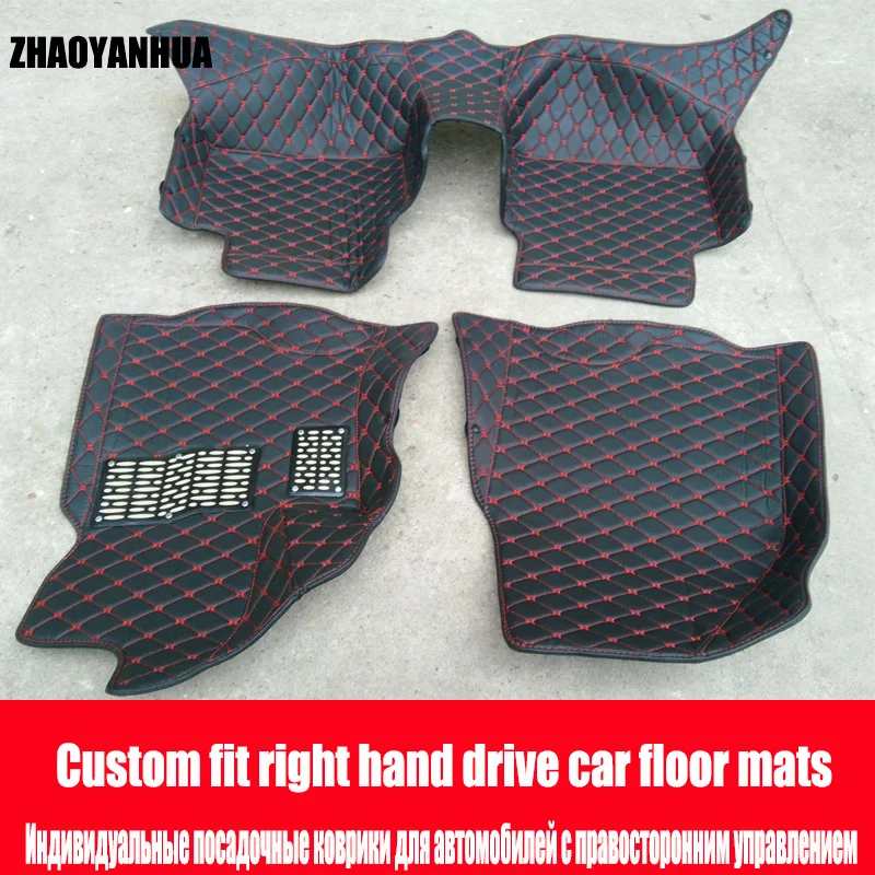 

ZHAOYANHUA Right hand drive car floor mats for Toyota Camry Corolla RAV4 Mark X Verso FJ Cruiser 6D car styling carpet rugs line