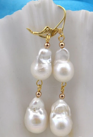 

hj 00503 baroque white keshi reborn pearl dangle earring 14k-20 hook