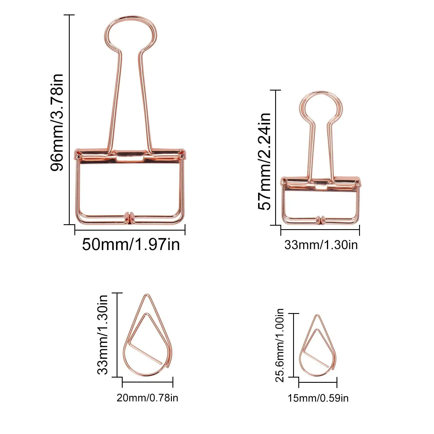15 шт. скрепки и шт. 60 шт. скрепки, ассорти размер Роза Золотые зажимы