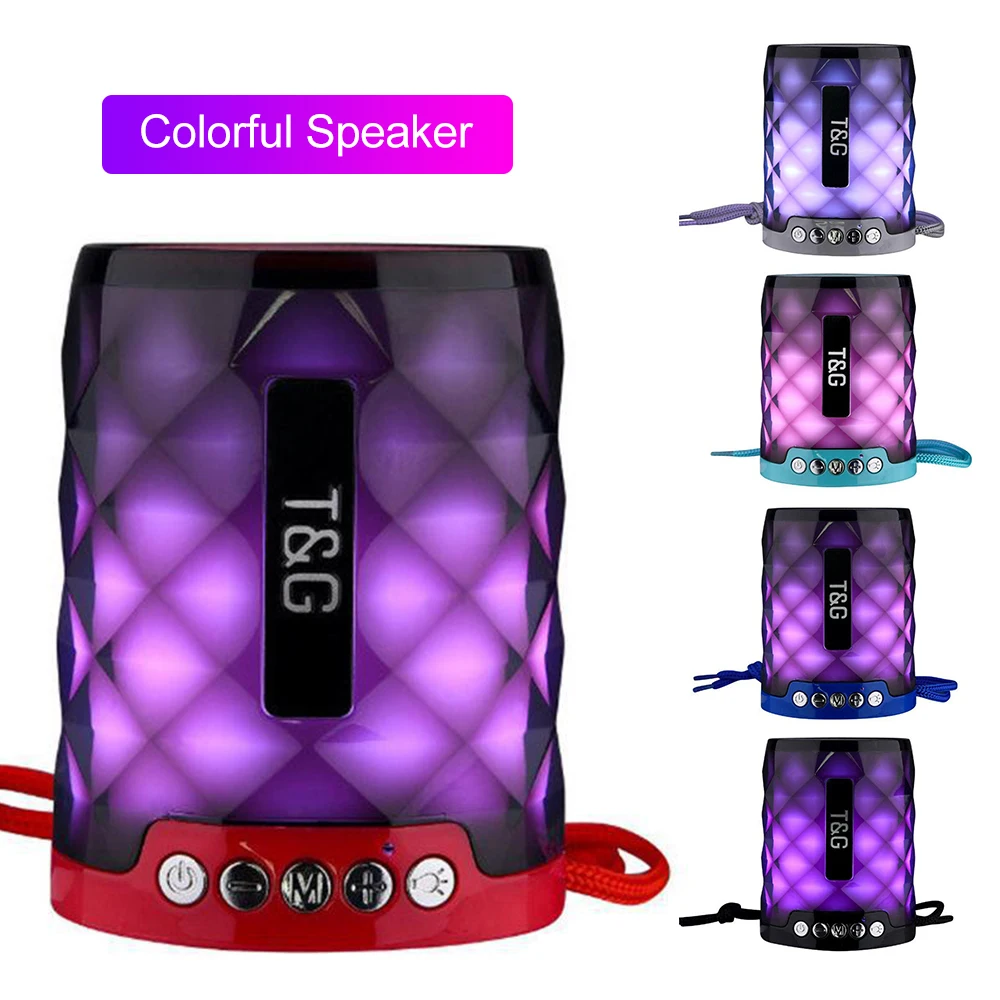 

155 Diamond Shape Mini Bluetooth Speaker Portable Colorful LED Light Wireless Loudspeaker Support TF Card Large Capacity
