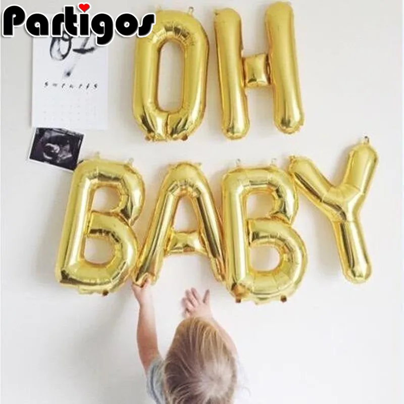 16 дюймов розовое золото "OH BABY" надувные буквы вечерние для украшения детского душа дни рождения и свадьбы принадлежности DIY подвесные покрытые фольгой шары