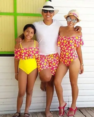 

Summer Mother Daughter Father Family Bandage Swimwear Bathing Swimsuit Print Red Summer Beachwear