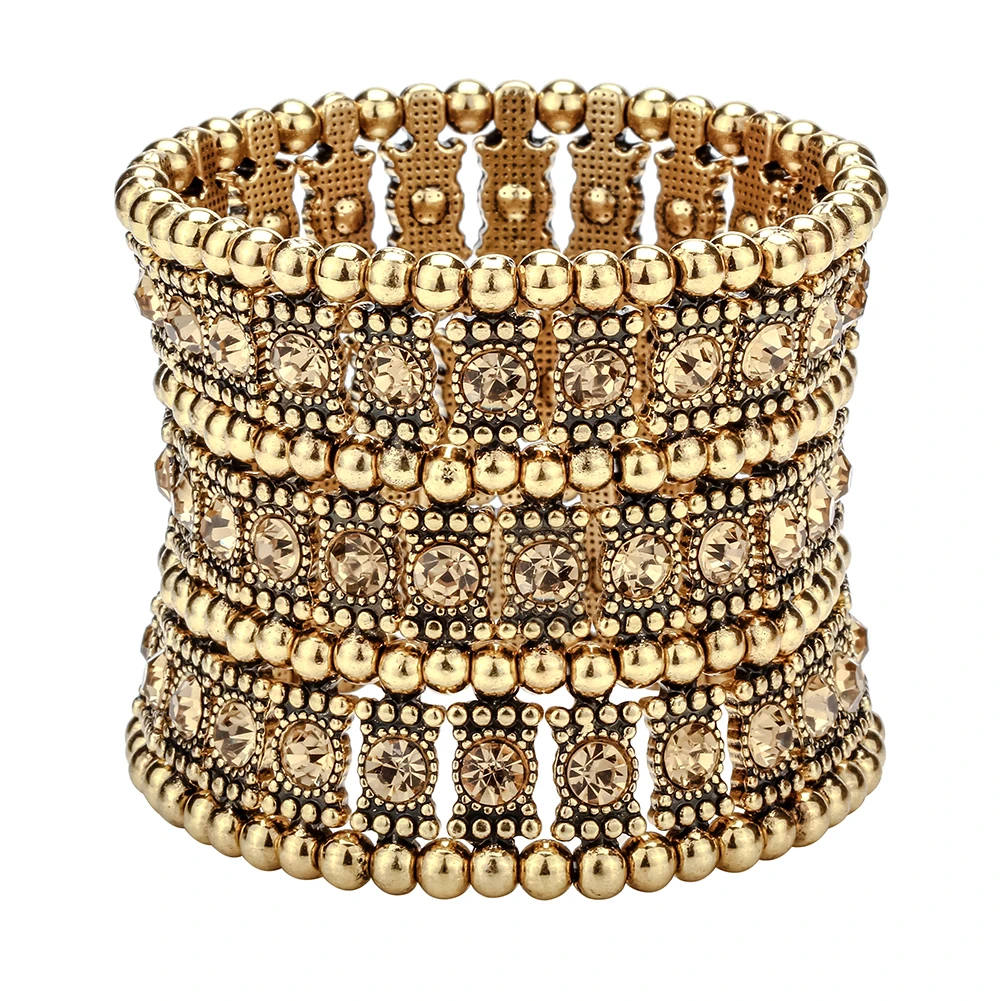 Yacq многослойный эластичный браслет-манжет для женщин Кристалл Свадебные вечерние ювелирные изделия подарок B11 Серебро Золото Черный Прямая поставка