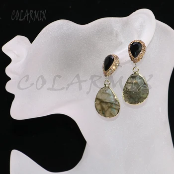 

5 pairs Moon stone earrings labradorite earrings Gems jewelry stone jewelry for women hook earring gift 7073