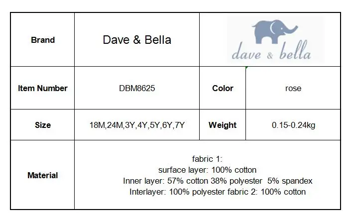 DBM8625 Dave Bella осень для маленьких девочек Милая футболка с длинным рукавом Детские модные футболки для малышей Топы