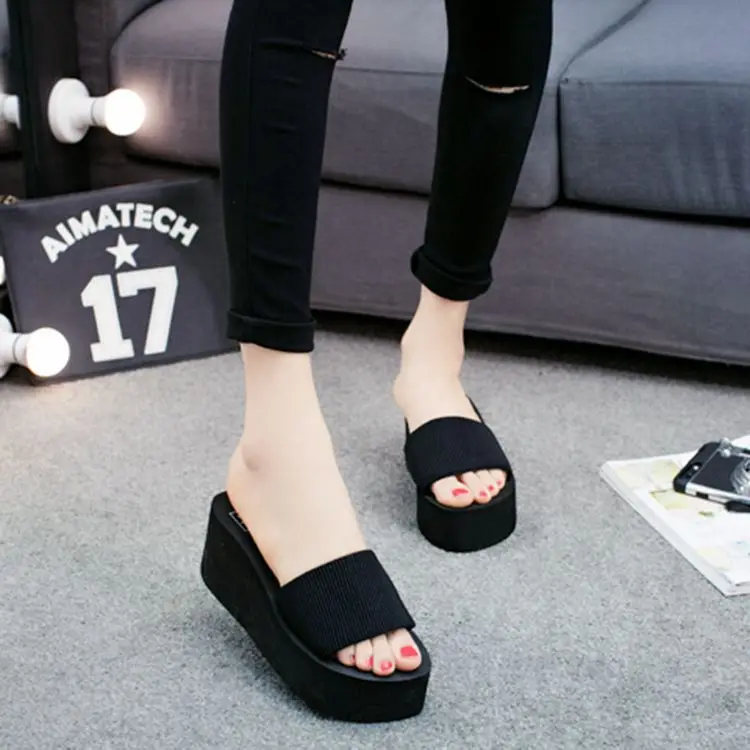 

Drop Shipping Slides Women Designer Creepers High Heels Wedges Sandals Slippers Peep Toe Women Flip Flops Slip On
