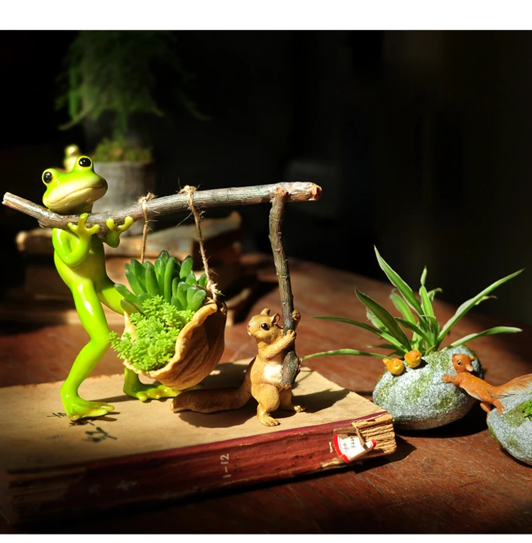 Креативные милые лягушки животные мясистое растение цветочный горшок Смола Искусство и ремесла миниатюрные фигурки Сказочный Сад украшения дома подарки