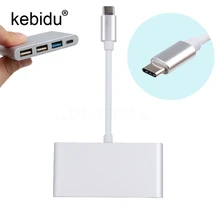 Kebidu Тип C док-станция USB 3,1 до 4-Порты и разъёмы USB3.0 USB2.0 Тип-C адаптер из алюминиевого сплава(13 см) 5GFor Pro Телефон Macbook клавиатуры HD Мышь