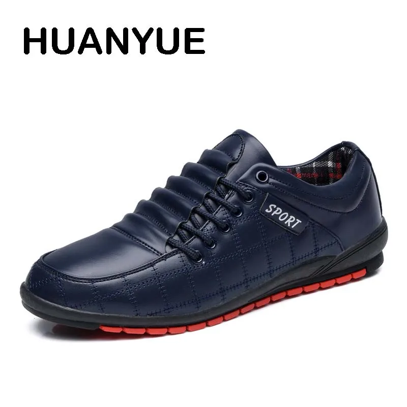 

New Men Business Shoes Breathable Pu Leather Men Casual Shoes 2018 Fashion Lace Up Flat Shoes For Men Outdoor Walking Sneakers