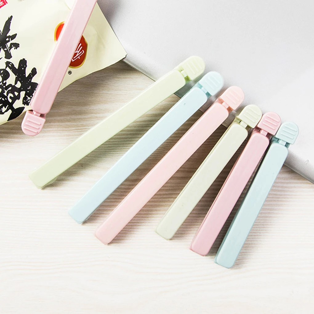 

5pcs Solid Color Slender Food Sealing Clip Snack Moisture-proof Plastic Bag Sealing Clips