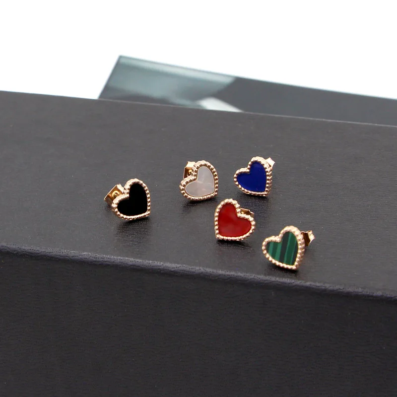 YUN RUO, милые серьги-гвоздики в виде сердца для женщин, розовое золото, чистый цвет, нержавеющая сталь, ювелирные изделия, подарок для девушек, вечерние, не выцветают