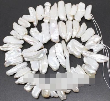 

wan 00455 natural white biwa real pearl Loose geads 6-7mm*18-25 mm for Jewelry
